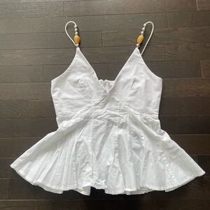 ZARA White Flowy Peplum Top